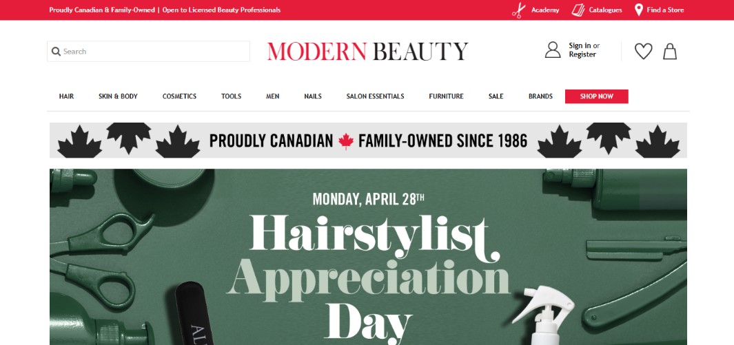 Modern Beauty Supplies. Online beauty shopping store. Canadian beauty stores. 
